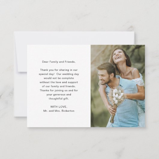 ミニマルシンプルスハートス結婚ト写真 サンキューカード (裏面)