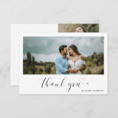 ミニマルシンプルスハートス結婚ト写真 サンキューカード (正面/裏面)