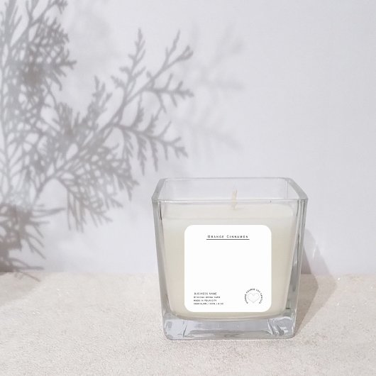 ミニマルシンプルスモダンの白ハートろうそく スクエアシール