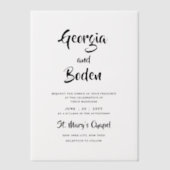 ミニマルシンプルスモダンの結婚Script ベラム紙招待状 (正面)