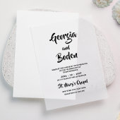 ミニマルシンプルスモダンの結婚Script ベラム紙招待状