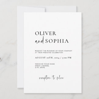 ミニマルシンプルスモダンの結婚Script 招待状