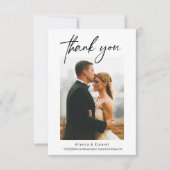ミニマルシンプルスモダンのScript結婚の写真 サンキューカード (正面)