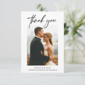 ミニマルシンプルスモダンのScript結婚の写真 サンキューカード (スタンド正面)