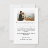 ミニマルシンプルスモダンのScript結婚の写真 サンキューカード (裏面)