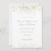ミニマルシンプルスモダンイエローワイルドフラワー結婚ズ 招待状 (正面)
