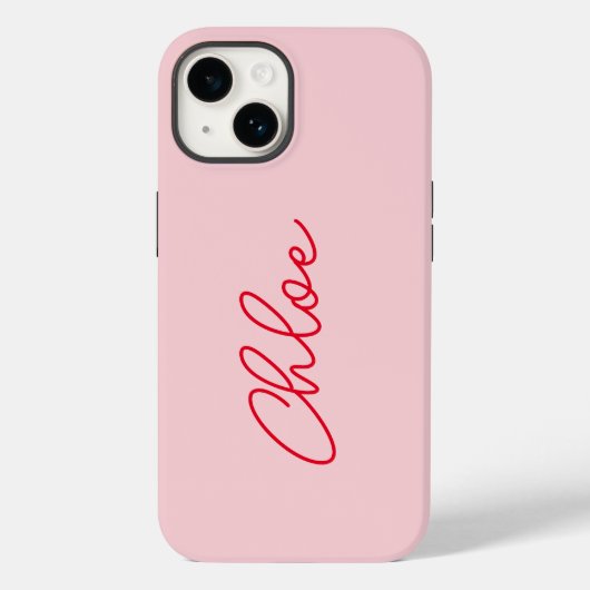 ミニマルシンプルスモダンスクリプト赤モノグラム Case-Mate iPhoneケース (裏面)