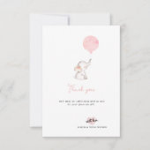 ミニマルシンプルスモダンゾウ赤ちゃんシャワー サンキューカード (正面)