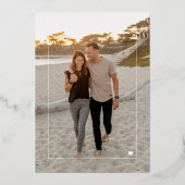 ミニマルシンプルスモダンバラ結婚金ゴールド 箔招待状 (裏面)