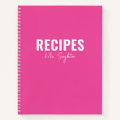 ミニマルシンプルスモダンピンクモノグラムレシピ ノートブック (正面)
