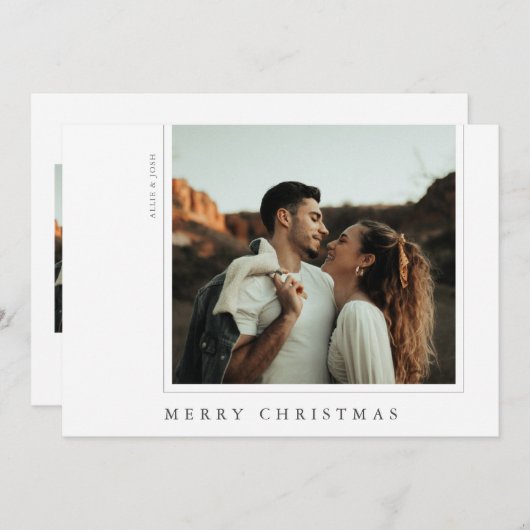 ミニマルシンプルスモダンフレームライトホリデーカード シーズンカード (正面/裏面)