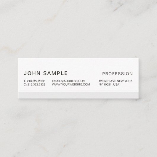 ミニマルシンプルスモダンプロフェッショナルエレガントグレイ スキニー名刺 (正面)