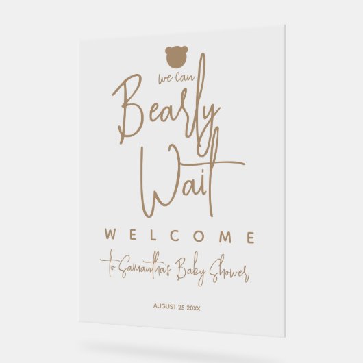 ミニマルシンプルスモダンベビーシャワーへようこそ アクリルサイン (傾斜)