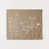 ミニマルシンプルスモダンベビーシャワーへようこそ タペストリー (正面(横))