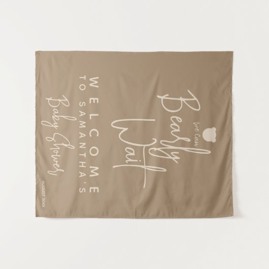 ミニマルシンプルスモダンベビーシャワーへようこそ タペストリー (正面(横))