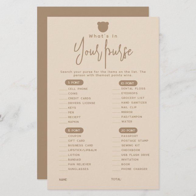 ミニマルシンプルスモダンベビーシャワーゲーム (正面/裏面)