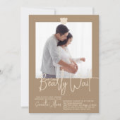 ミニマルシンプルスモダンベビーシャワー写真 招待状 (正面)