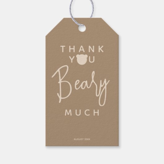 ミニマルシンプルスモダンベビーシャワー感謝してい付き ギフトタグ (正面)