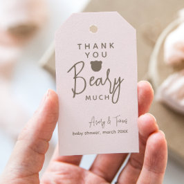 ミニマルシンプルスモダンベビーシャワー感謝してい付き ギフトタグ