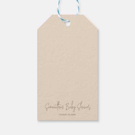 ミニマルシンプルスモダンベビーシャワー ギフトタグ (裏面)