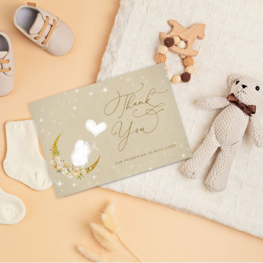 ミニマルシンプルスモダンラム小羊ベイビーシャワー サンキューカード