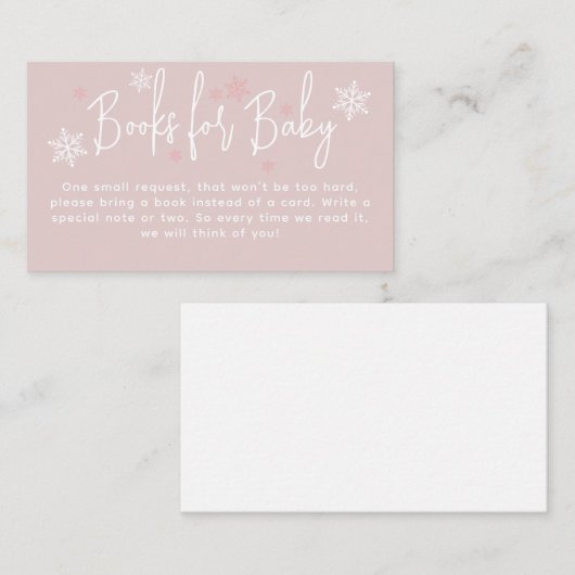 ミニマルシンプルスモダン冬ベビーガールシャワー エンクロージャーカード (正面/裏面)