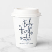 ミニマルシンプルスモダン冬男の赤ちゃんシャワー 紙コップ (裏面)