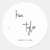 ミニマルシンプルスモダン名のスクリプ結婚ト ラウンドシール (正面)