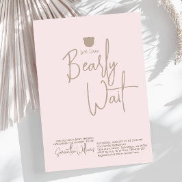 ミニマルシンプルスモダン小さなクマ赤ちゃんシャワー 招待状