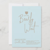 ミニマルシンプルスモダン小さなクマ赤ちゃんシャワー 招待状 (正面)