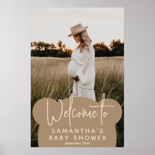 ミニマルシンプルスモダンBaby Shower Photo welcome ポスター