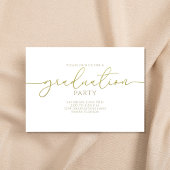 ミニマルシンプルス卒業モダン金ゴールド脚本 招待状