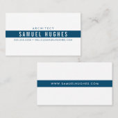 ミニマルシンプルス男らしダーク・ブルー・ネイビーストライプ 名刺 (正面/裏面)