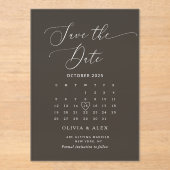 ミニマルシンプルス白黒日付の保存 アクリル招待状 (正面)