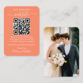 ミニマルシンプルス結婚のウェブサイト写真QRサンゴ エンクロージャーカード (正面/裏面)