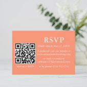 ミニマルシンプルス結婚のサンゴQR RSVP カード (スタンド正面)