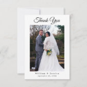 ミニマルシンプルス結婚のスクリプト写真とQrコード サンキューカード (正面)