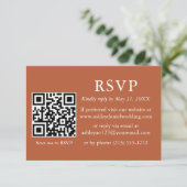 ミニマルシンプルス結婚のテラコッタQR RSVP カード (スタンド正面)