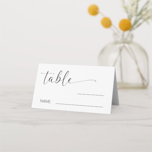 ミニマルシンプルス結婚のテーブル番号 プレイスカード (正面)