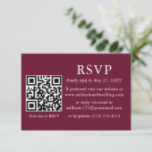 ミニマルシンプルス結婚のバーガンディQR RSVP カード (スタンド正面)