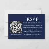 ミニマルシンプルス結婚のブルーQR RSVP カード (正面)