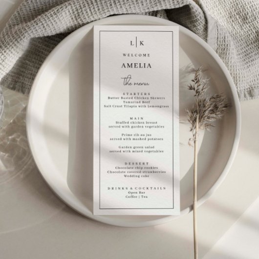ミニマルシンプルス結婚のメニューカード メニュー
