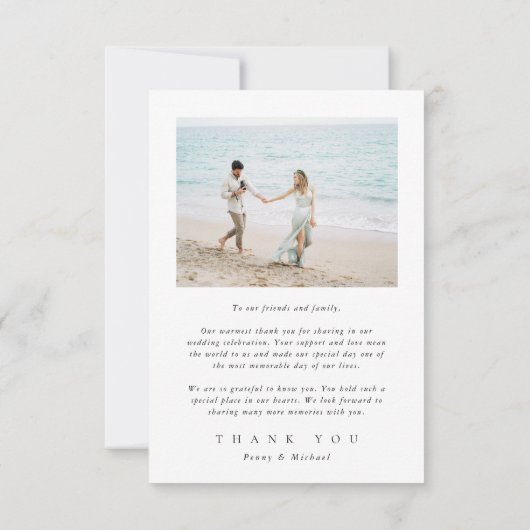 ミニマルシンプルス結婚の写真サンキューカード サンキューカード (裏面)