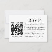 ミニマルシンプルス結婚の白黒QR RSVP カード (正面)