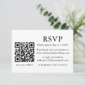 ミニマルシンプルス結婚の白黒QR RSVP カード (スタンド正面)