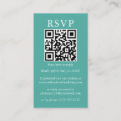 ミニマルシンプルス結婚のQRフォトティール（緑がかった色）RSVP エンクロージャーカード (正面)