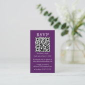 ミニマルシンプルス結婚のQRフォトパープルRSVP エンクロージャーカード (スタンド正面)