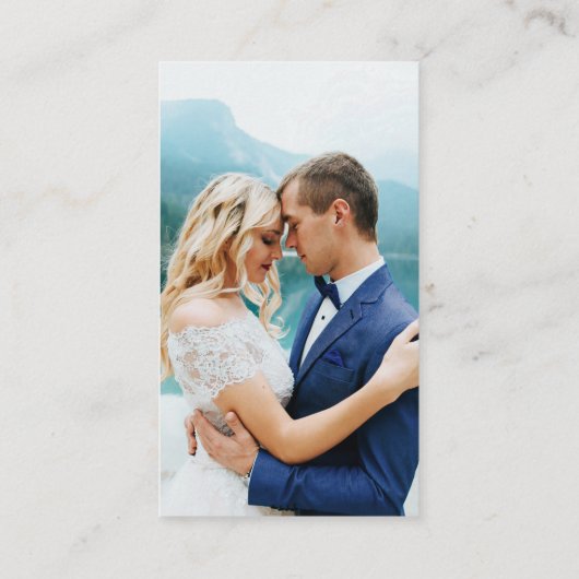 ミニマルシンプルス結婚のQRフォトブルーRSVP エンクロージャーカード (裏面)