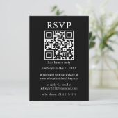 ミニマルシンプルス結婚のQRブラックRSVP カード (スタンド正面)