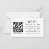 ミニマルシンプルス結婚のQR RSVPエンクロージャ ノートカード (正面)